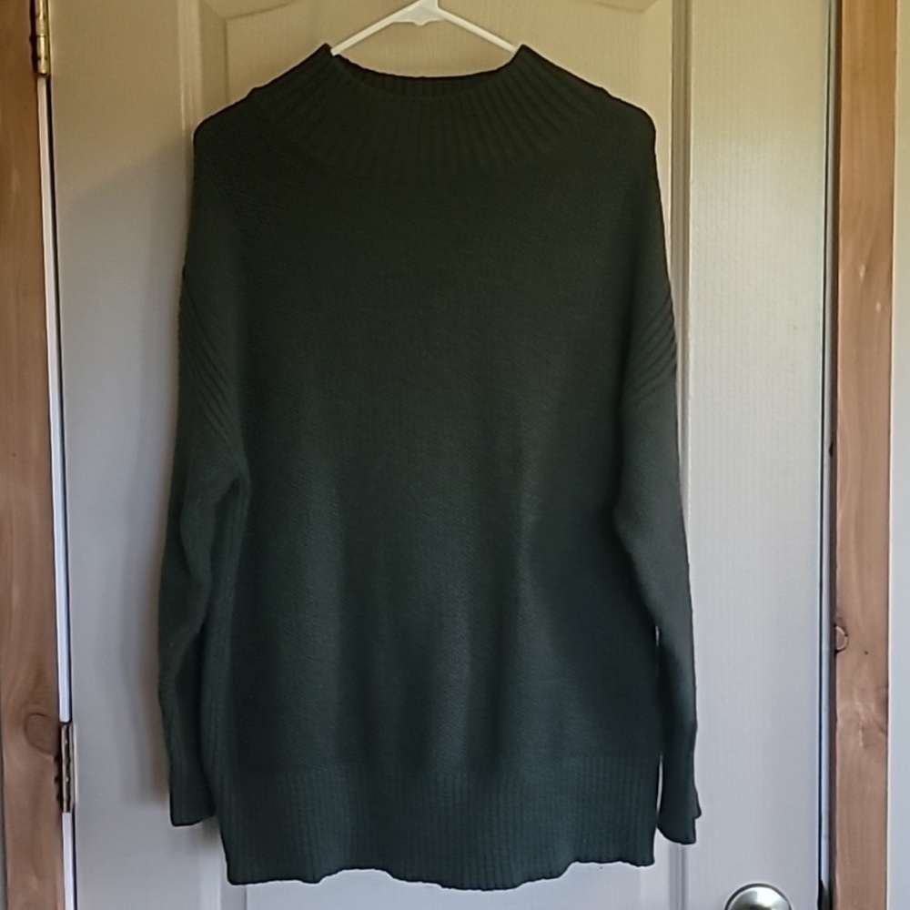 LOFT Dark Green Women's Mockneck Sweater, Large